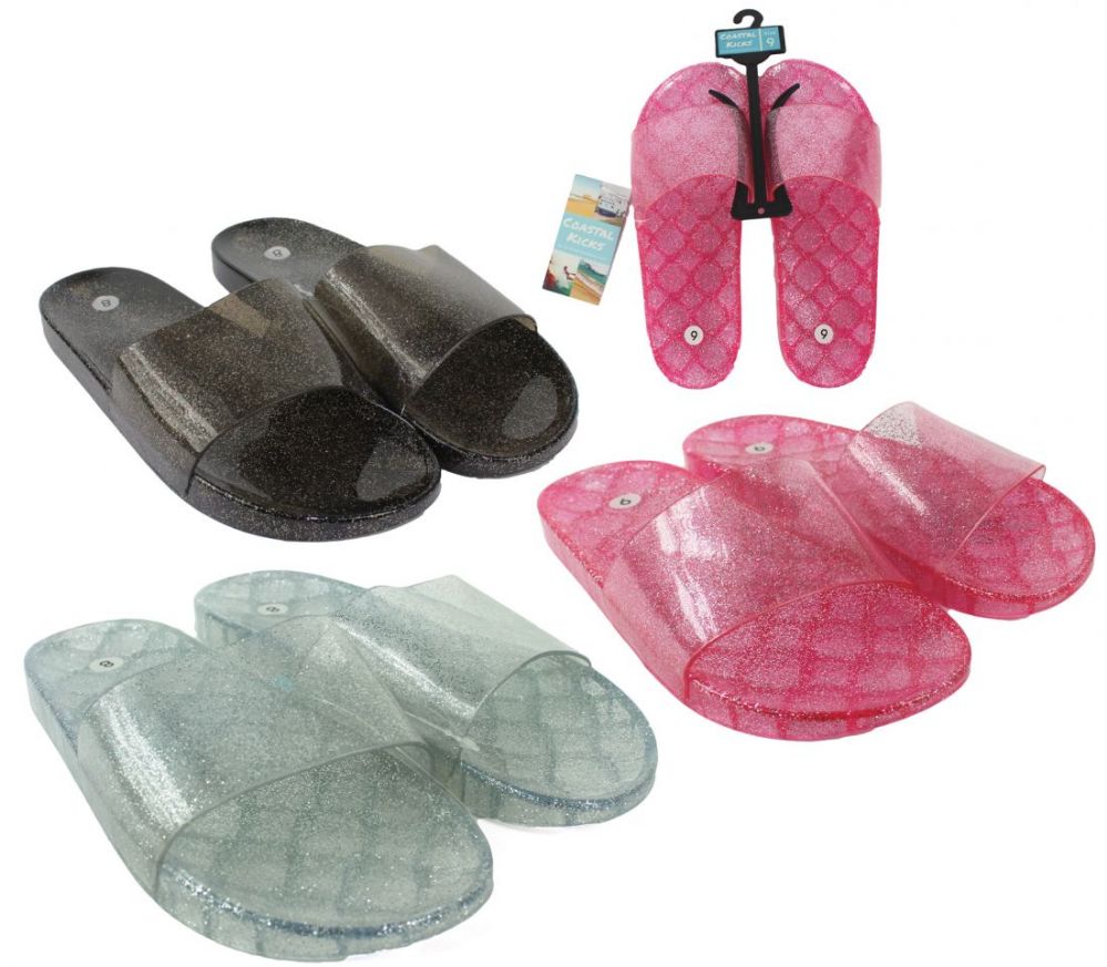 Wholesale Footwear Women's Glitter Jelly Slide Sandals