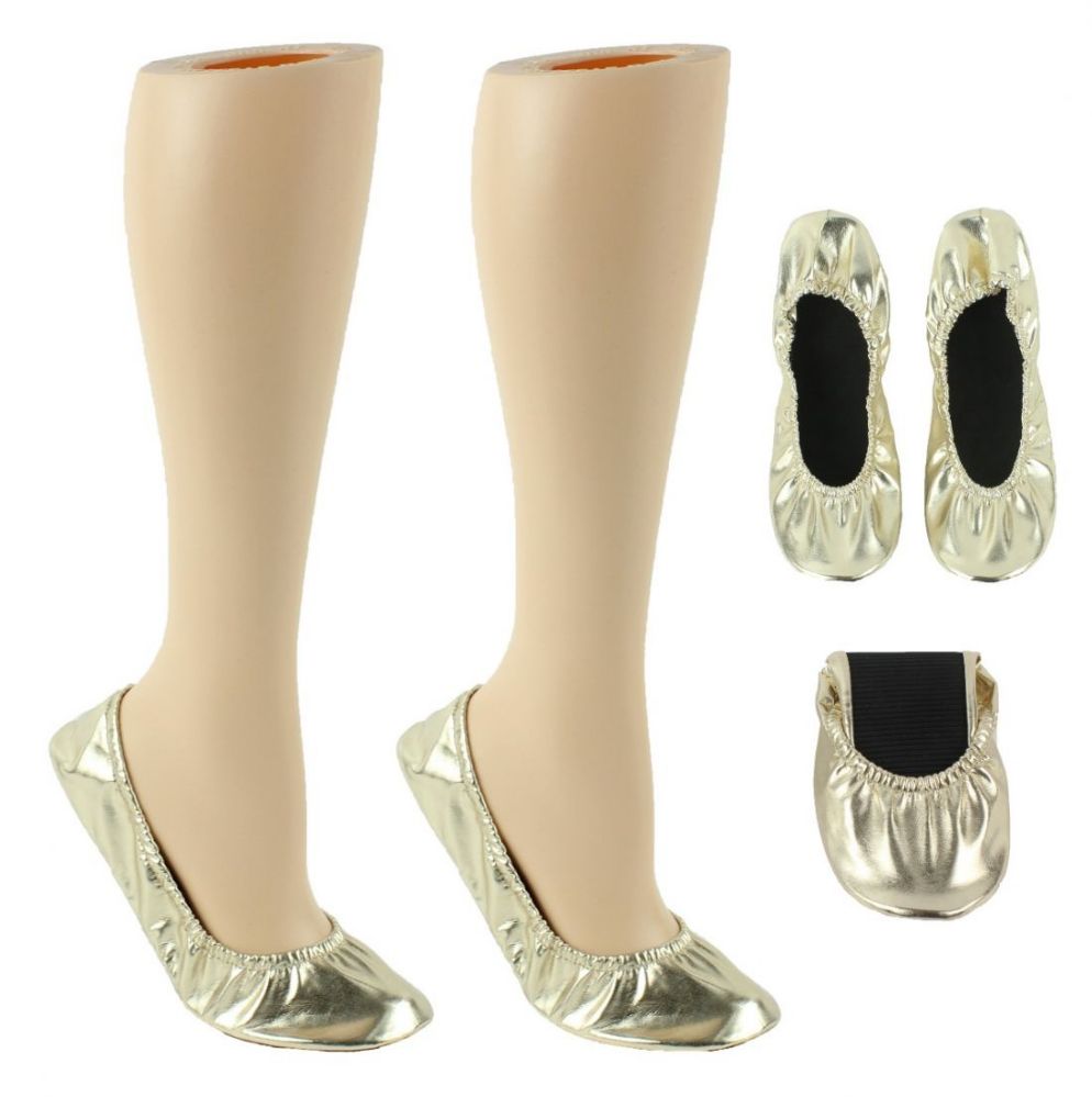 Wholesale Footwear Women's Wedding RolL-Up Flats - Metallic Gold