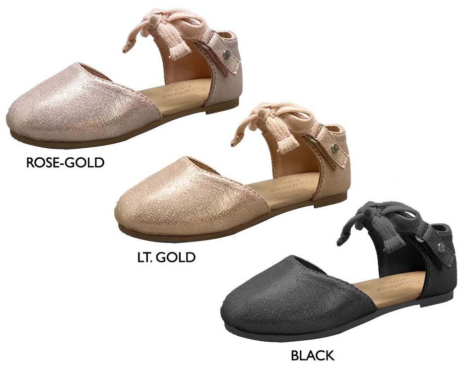 Wholesale Footwear Toddler Girl's Shimmer Flats W/ Bow & Rampage Rivet