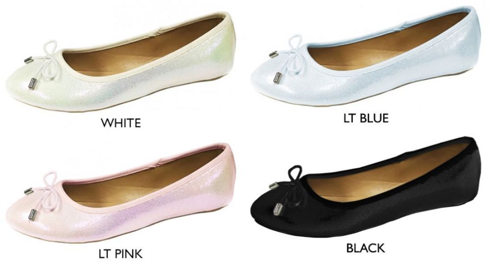 Wholesale Footwear Women's Iridescent Fabric Flats W/ Bow