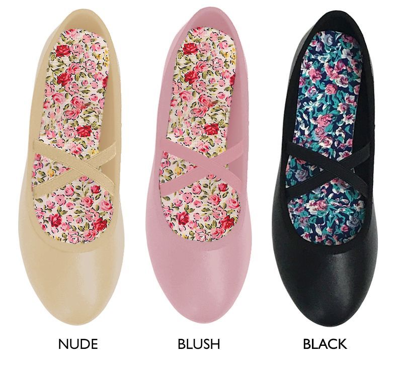 Wholesale Footwear Women's Ballet Flats W/ Elastic Straps & Printed Sockliner