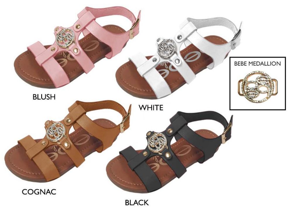 Wholesale Footwear Girl's Strappy Sandals W/ Bebe Hardware Detail