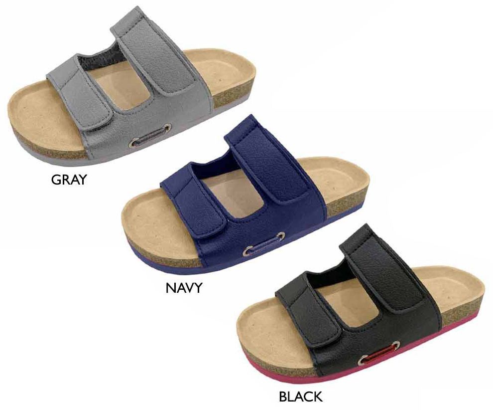 Wholesale Footwear Boy's Microsuede Arizona Sandals W/ Velcro Straps & Webbing Detail