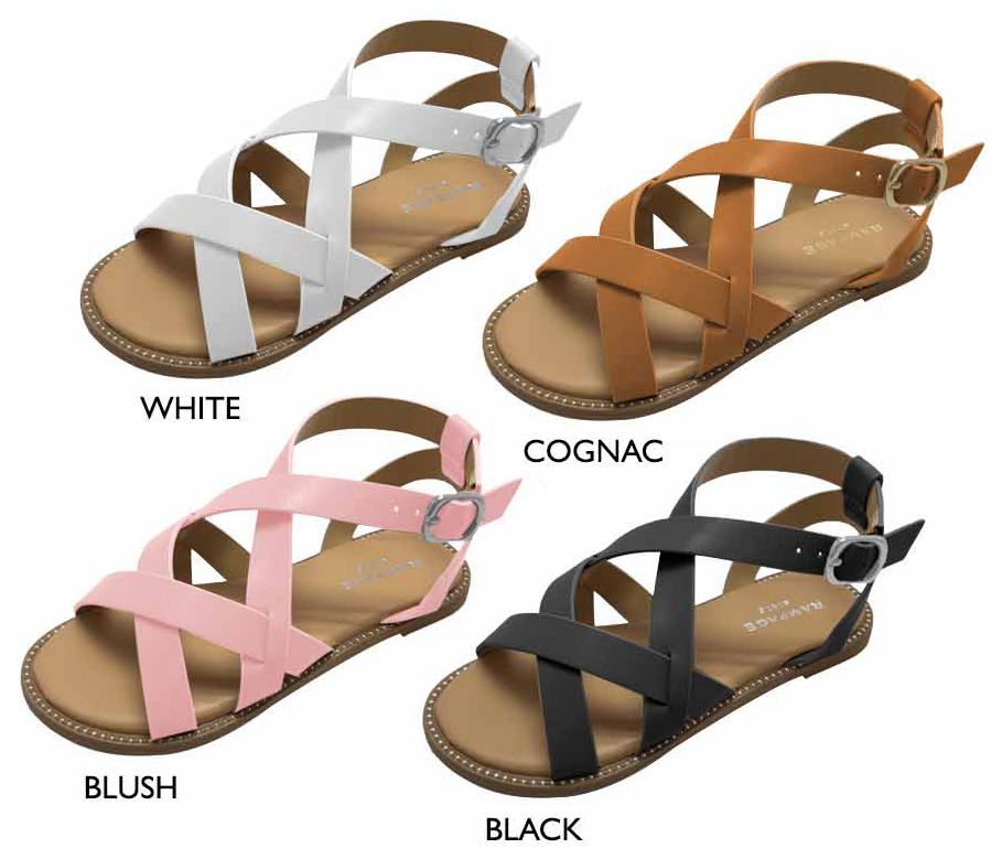 Wholesale Footwear Girl's Strappy Sandals W/ Studded Welt Details