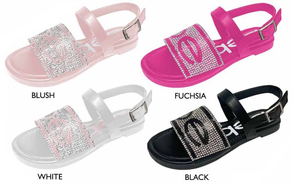 Wholesale Footwear Girl's Sandals W/ Rhinestone Bebe Logo