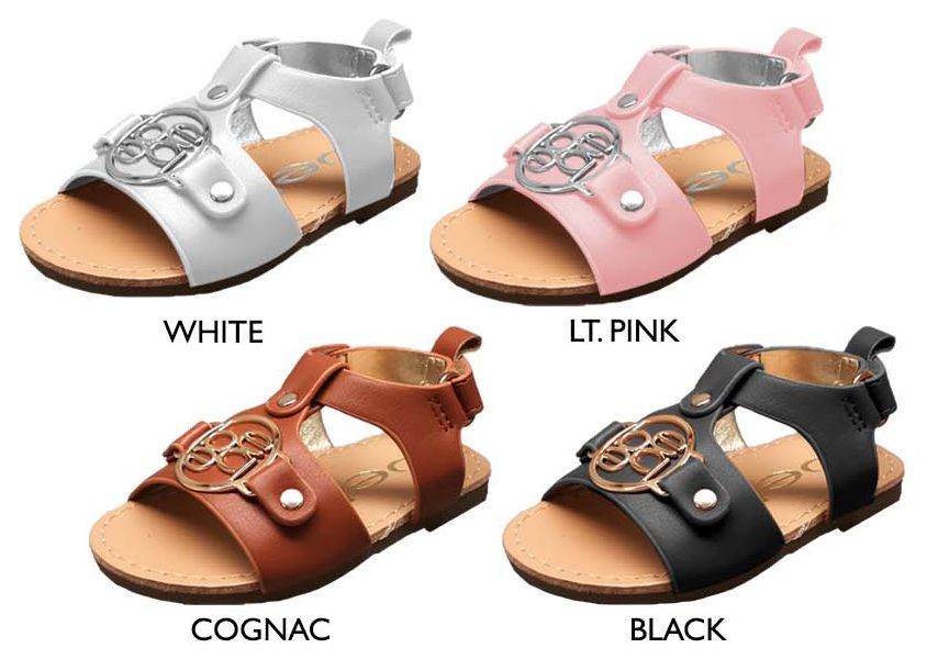 Wholesale Footwear Infant Girl's Faux Leather Gladiator Sandals W/ Bebe Medallion