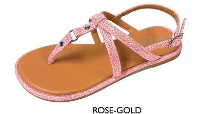 Wholesale Footwear Girl's Lurex Strap Sandals - Rose Gold W/ Stud Embelishment