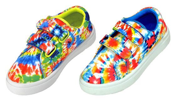 Wholesale Footwear Girl's Tie Dye Sneakers W/ Dual Velcro Straps