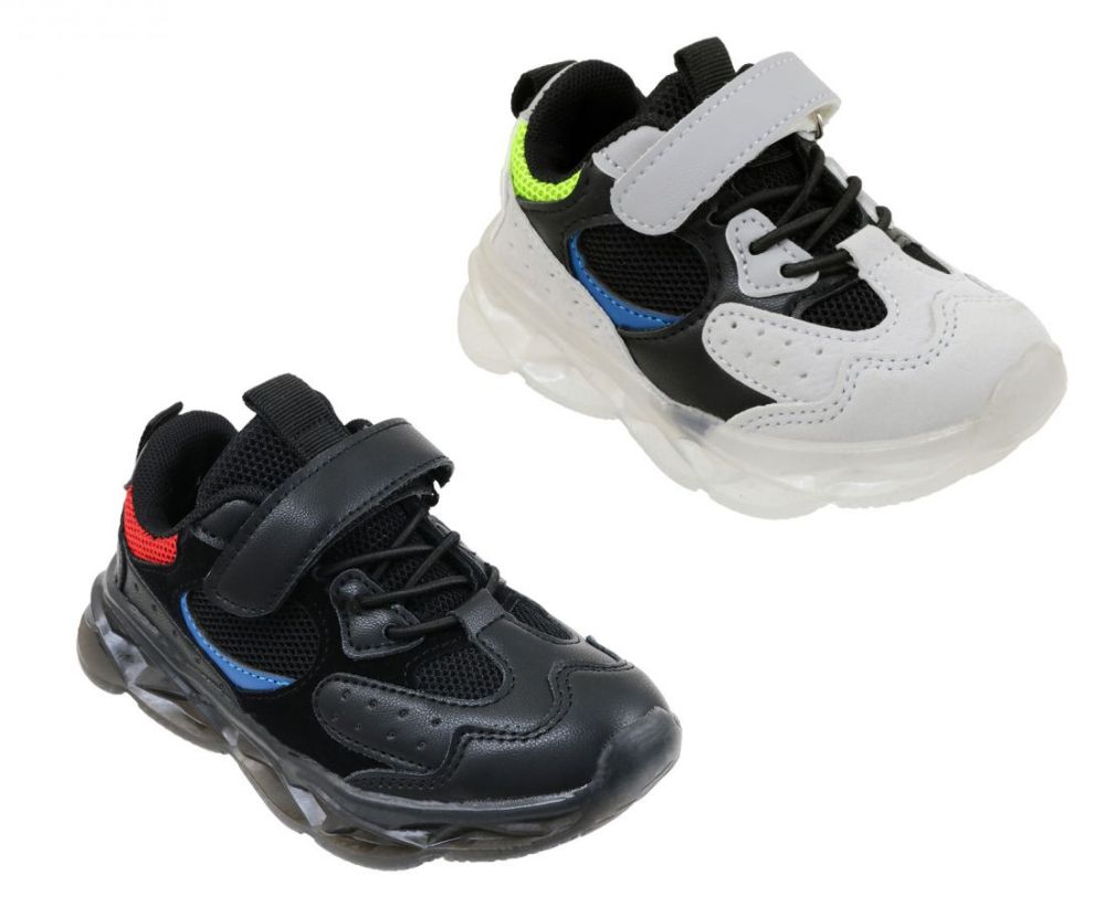 Wholesale Footwear Boy's Breathable Sneakers W/ Adjustable Strap & Elastic Laces