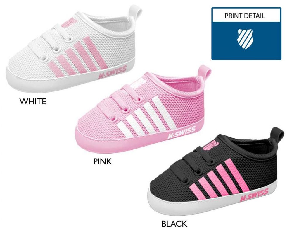 Wholesale Footwear Infant Girl's Mesh Sneakers W/ Elastic Laces, Contrast Stripes, & Logo