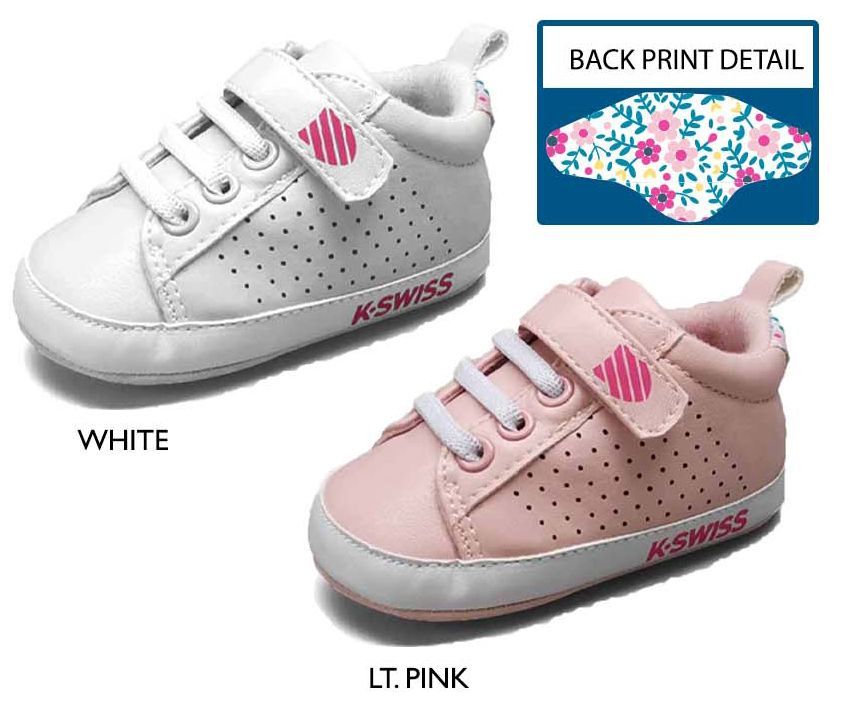 Wholesale Footwear Infant Girl's Perforated Sneakers W/ Elastic Laces & Floral Print Heel