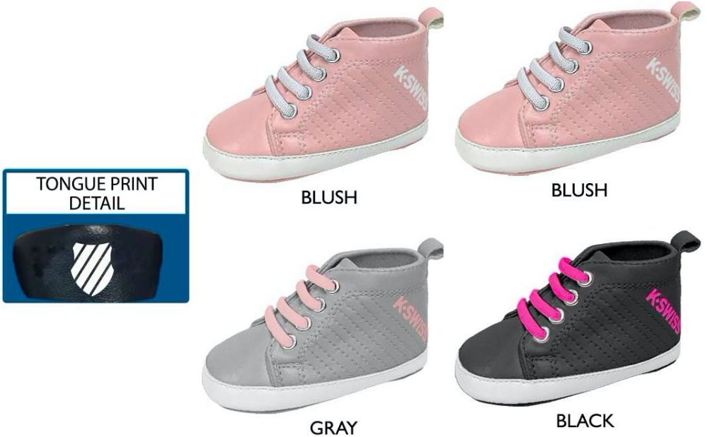 Wholesale Footwear Infant Girl's Sneakers W/ Elastic Laces & Printed Logo