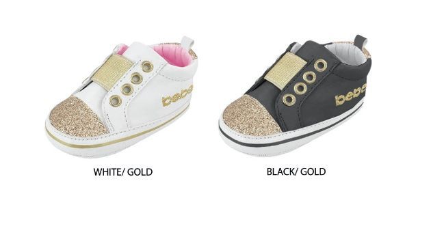 Wholesale Footwear Infant Girl's Metallic Elastic Sneakers W/ Glitter Toe