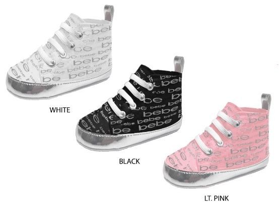 Wholesale Footwear Infant Girl's High Top Sneakers W/ Printed Bebe Logo