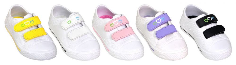 Wholesale Footwear Toddler Girl's Sneakers W/ Double Hook & Loop Closure - Sizes 5-10