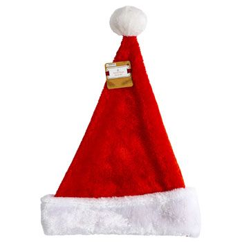 Wholesale Footwear Santa Hat Deluxe Plush Red W/white Cuff 11.5x17in Ht/jhook