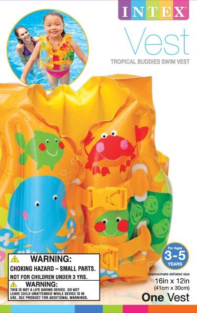 Wholesale Footwear Swim Vest Tropical Buddies Age 3-5 Poly Bag