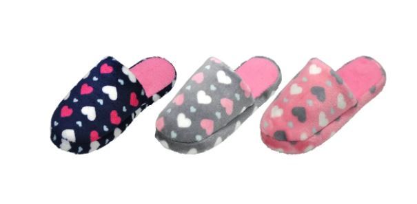 Wholesale Footwear Womens Assorted Plush Heart Slipper