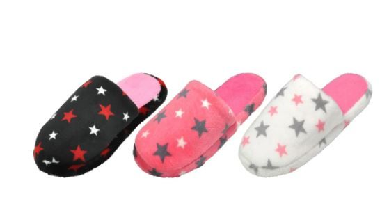 Wholesale Footwear Children's Assorted Color Star Plush Slippers