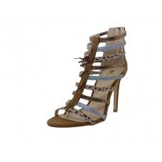Wholesale Footwear Women's "mixx Shuz" Gladiator Heel Ankle Height Sandals In Brown