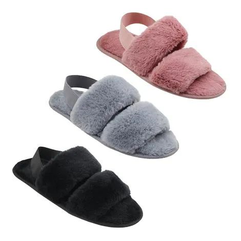 Wholesale Footwear Women's Double Band Fur Slipper