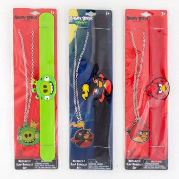 Wholesale Footwear Angry Birds Necklace & Slap Bracelet Set