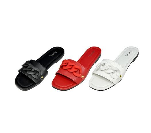 Wholesale Footwear Women's Squared Open Toe Slip On Sandal