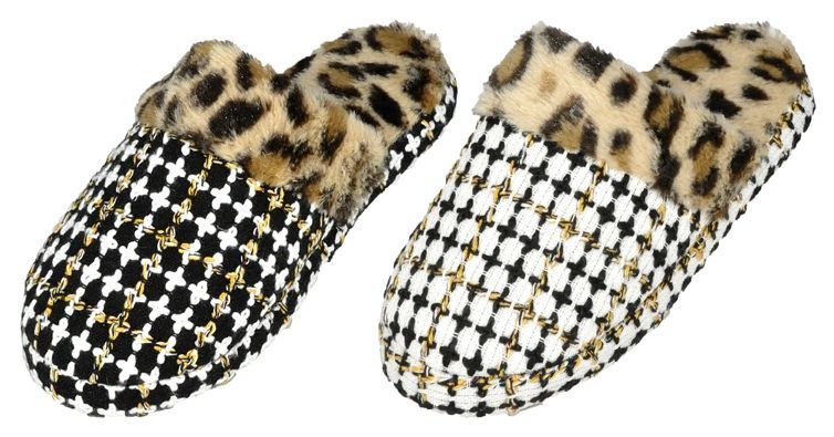 Wholesale Footwear Women's Animal Print Fuzzy Slippers