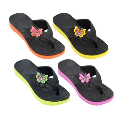 Wholesale Footwear Girl's Butterfly Flip Flops