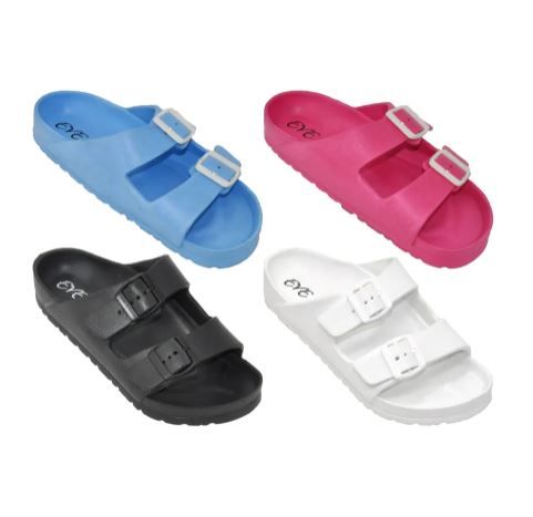 Wholesale Footwear Girl's Slip On Slides With Buckles