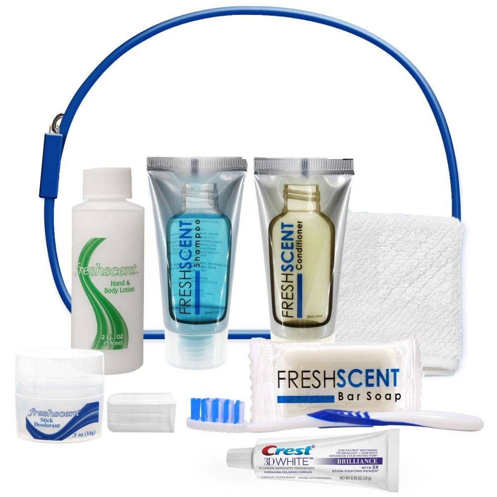 Wholesale Footwear 8 Pc. Unisex Hygiene Convenience Kits W/ Clear ZiP-Up Pouch