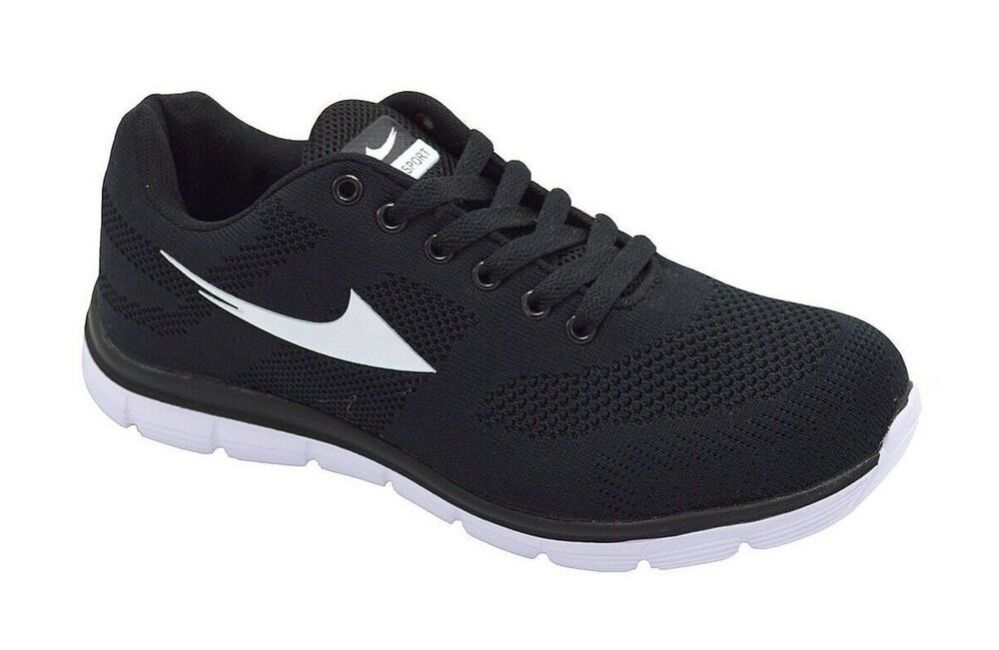Wholesale Footwear Men's Air Cushion Sport Running Shoes Casual Athletic Tennis Sneakers In Black And White