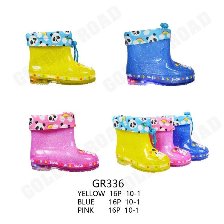 Wholesale Footwear Girls Waterproof Printed Rain Boot With Easy Pull String Closure
