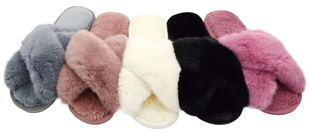 Wholesale Footwear Womens Cozy House Slippers For Women For Indoor And Outdoor Fuzzy Slippers With Cross Band