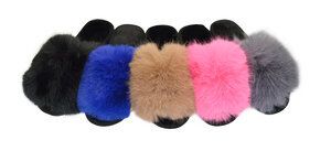 Wholesale Footwear Woman Faux Fur Fuzzy Comfy Soft Plush Open Toe Indoor Outdoor Spa Bedroom Slipper