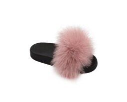 Wholesale Footwear Girls Faux Fur Fuzzy Comfy Soft Plush Open Toe Indoor Outdoor Spa Bedroom Slipper In Pink