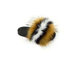Wholesale Footwear Girls Faux Fur Fuzzy Comfy Soft Plush Open Toe Indoor Outdoor Spa Bedroom Slipper In Brown Multi Color