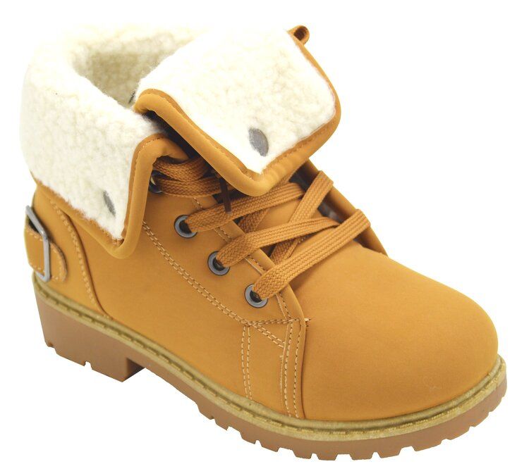 Wholesale Footwear Girls Faux Fur Ankle Boots Assorted Size -- Color Tan