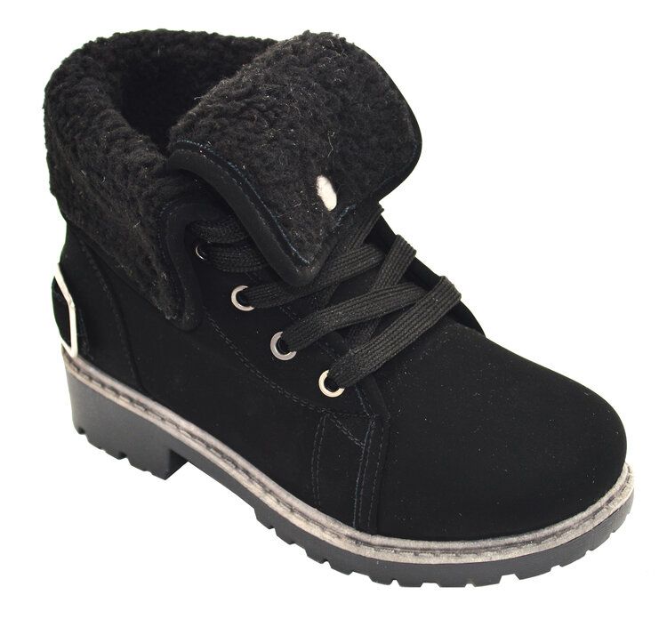 Wholesale Footwear Girls Faux Fur Ankle Boots Assorted Size -- Color Black