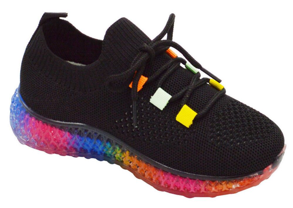 Wholesale Footwear Girls Casual Stylish Jogger Mesh Non Slip Lightweight Sneakers For Toddler Girls In Black