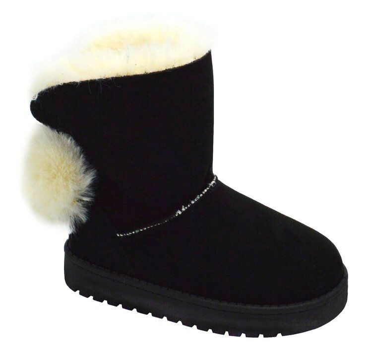 Wholesale Footwear Girls Toddler Little Kid Warm Fur Winter Ankle Boot In Black