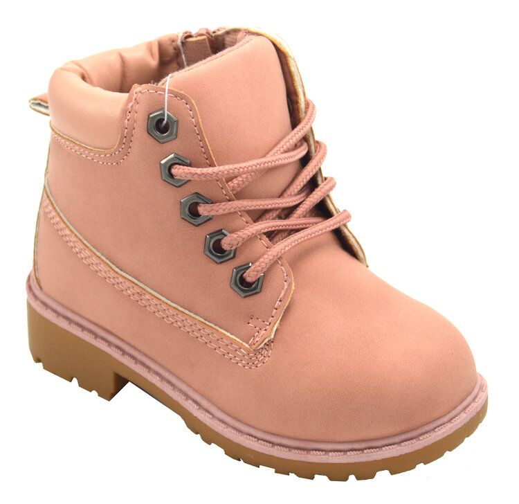 Wholesale Footwear Girls Snow Boots Comfortable Outdoor Anti Slip Ankle Boots Suede Warm Booties Lace Up In Pink