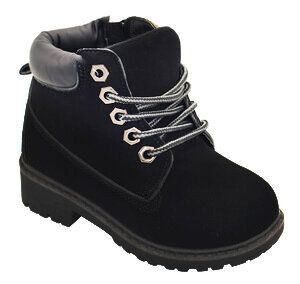 Wholesale Footwear Girls Snow Boots Comfortable Outdoor Anti Slip Ankle Boots Suede Warm Booties Lace Up In Black