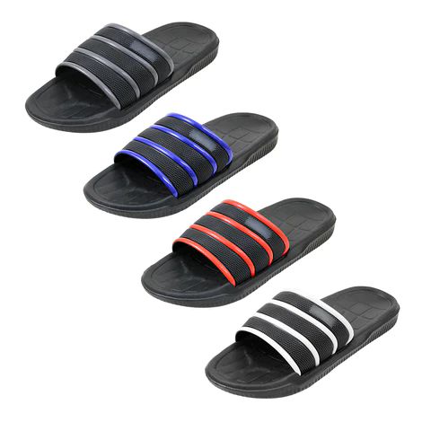 Wholesale Footwear Men's Stripe Slide Assorted