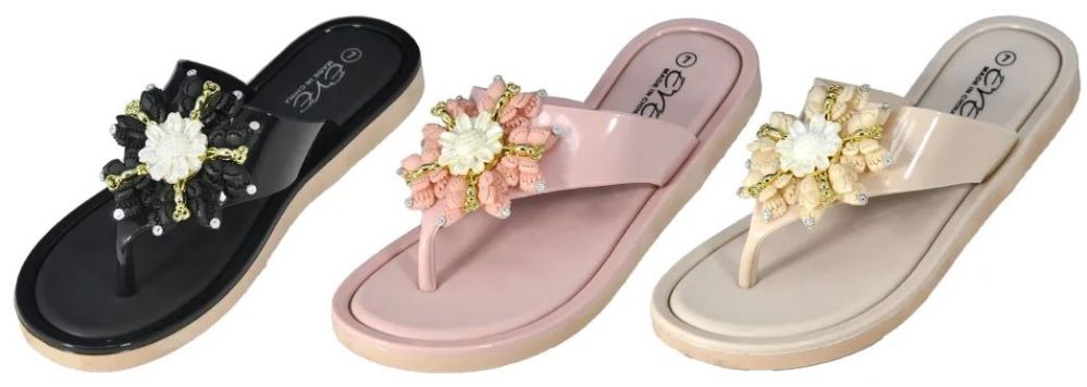 Wholesale Footwear Women's Flip Flop With Flower Design
