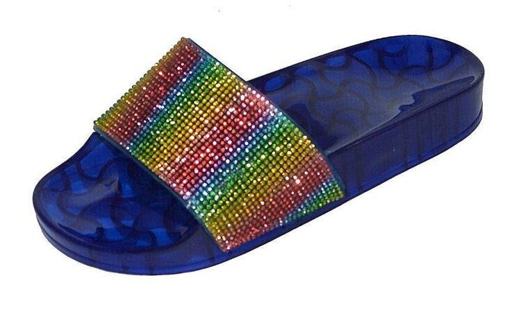 Wholesale Footwear Jelly Slippers For Women In Blue Size 5-10
