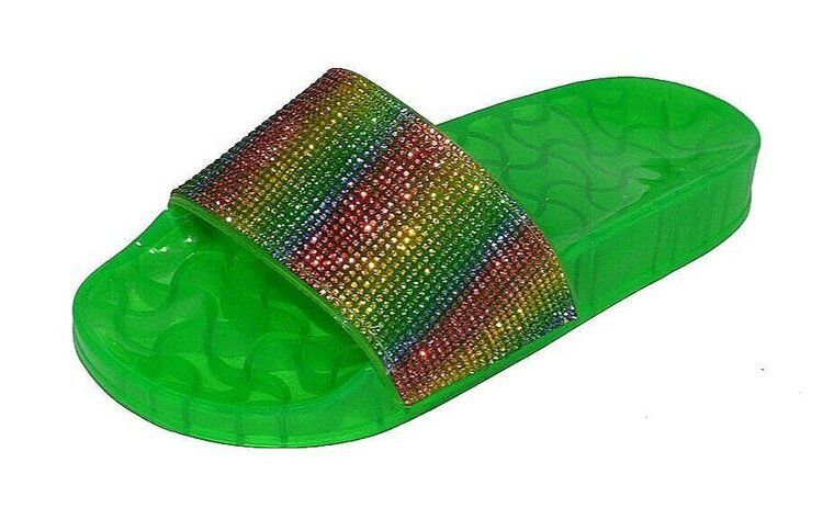 Wholesale Footwear Jelly Slippers For Women In Green Size 5-10