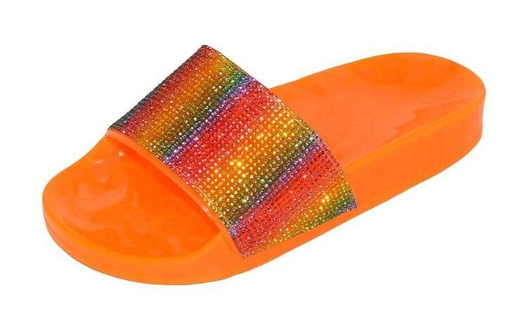 Wholesale Footwear Jelly Slippers For Women In Orange Size 6-10