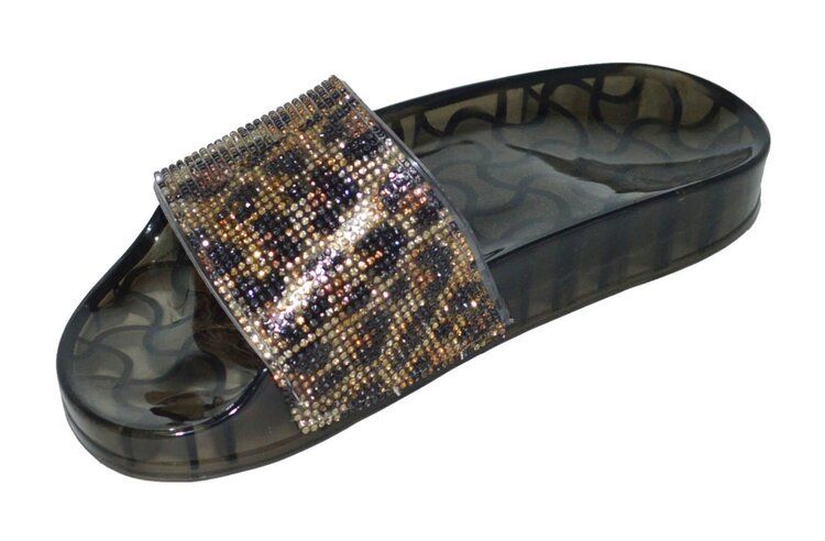 Wholesale Footwear Jelly Slippers For Women In Leopard Size 5-10