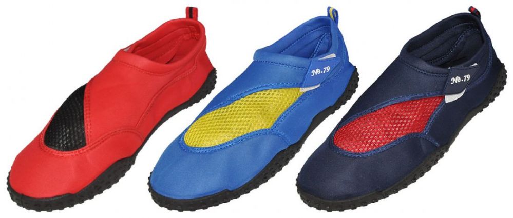 Wholesale Footwear Men's Slip On Aqua Shoes W/ Two Tone Mesh Details